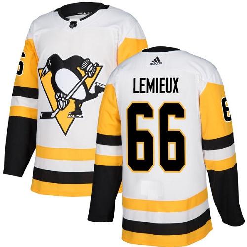 Adidas Penguins #66 Mario Lemieux White Road Authentic Stitched NHL Jersey - Click Image to Close